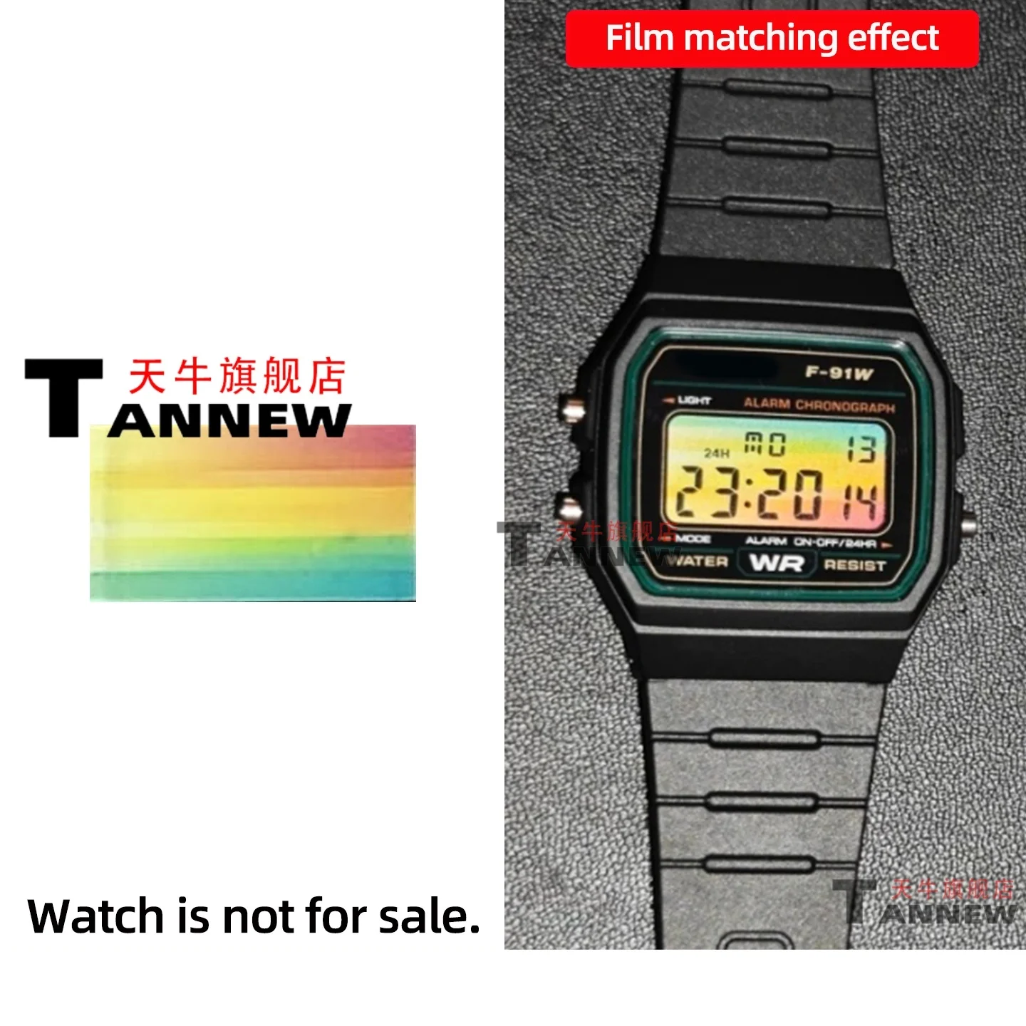 Ultimatives Mod-Kit für Casio F-91W A158W A168, inklusive STN HD-Display, Regenbogen-Farbverlauf-Display-Aufkleber, komplettes Uhren-Verwandlungsset