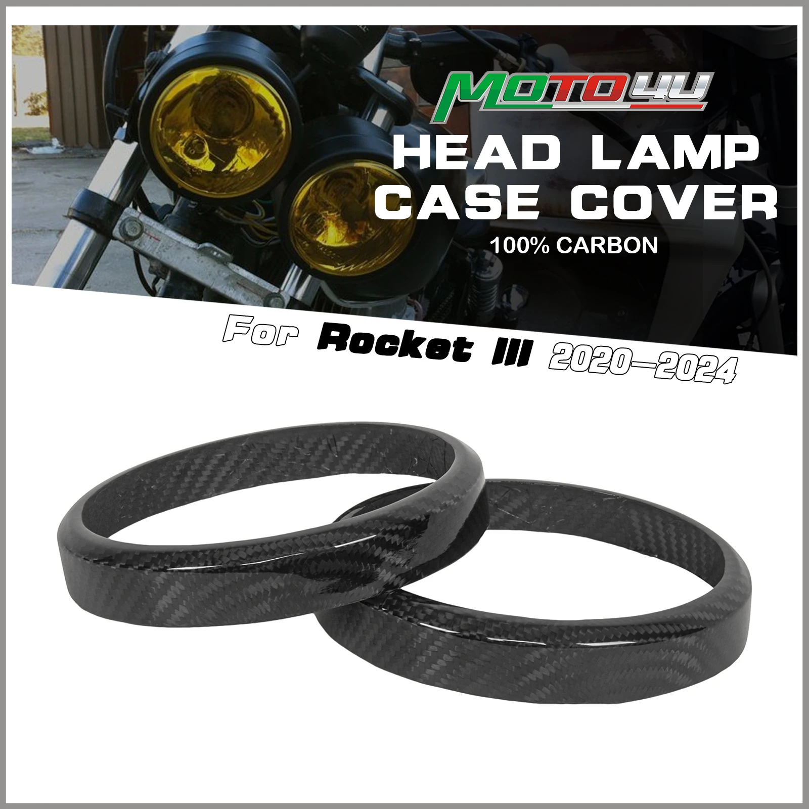 Para TRIUMPH ROCKET III Rocket3 2020 2021 2022 2023 2024 100% cubierta de caja de faro delantero de fibra de carbono modificación de faro de motocicleta