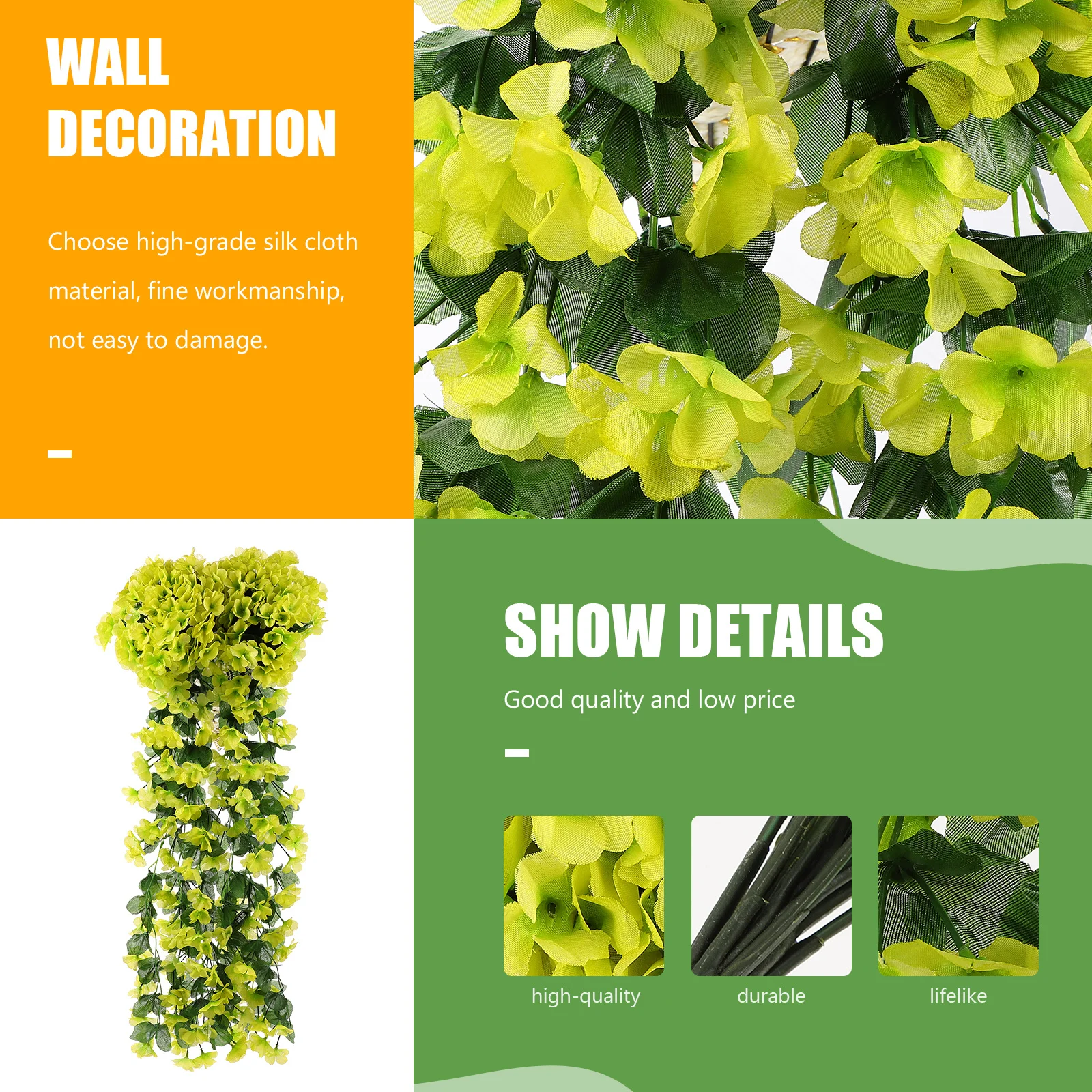 

2Pcs Simulation Violet Hanging Artificial Flowers Fake Flower Wall Decor Decoration Practical Party