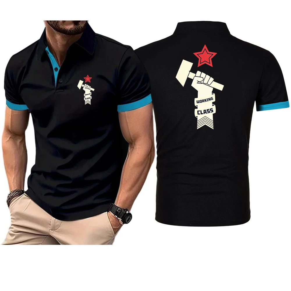 Proletariat Russia USSR Soviet Union CCCP Summer Polo T Shirt Men's Polo Shirt Short Sleeved T-shirt Loose Stand Up