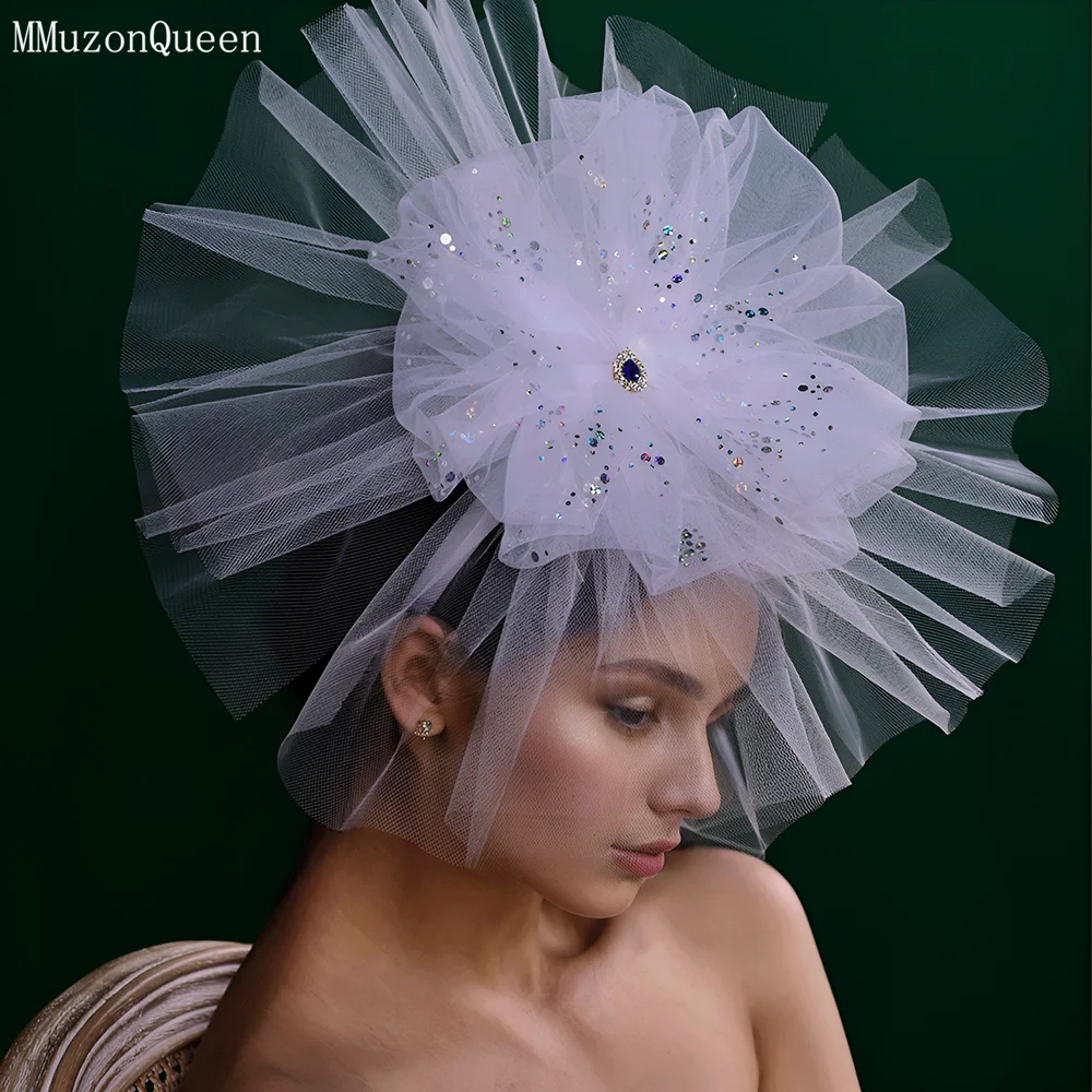 

TOPQUEEN женская повязка на голову с блестками и цветами, свадебные аксессуары, преувеличенный ретро реквизит для фотосессии по индивидуальному заказу MA04