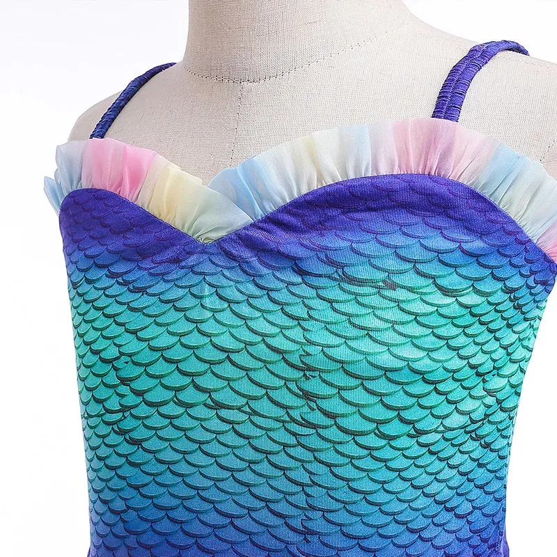 ชุดเจ้าหญิงแอเรียลตัวเล็กสำหรับเด็กผู้หญิง หางยาว สำหรับคอสเพลย์ งานคาร์นิวัล งานวันเกิด ชุดเดรสเด็ก ไซส์ 8 ม. 6