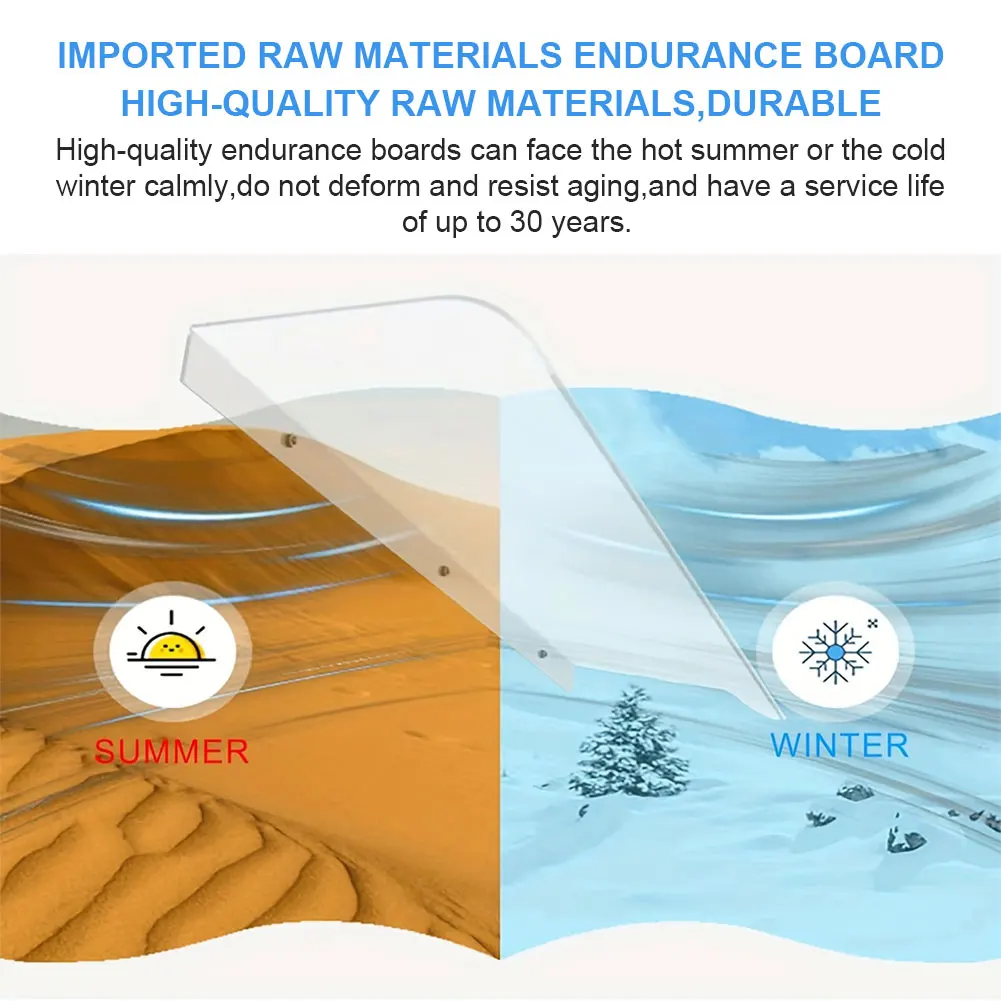 

Window Door Wall Canop No Bracket Window Awning Canopy Transparent Invisible Rain Shelter Cover for Sun UV Rain Shelter