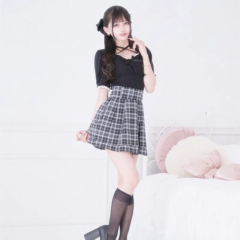 Short Sleeve Top Japanese Style New Product Production Versatile T Shirt Women Lace Bow Ribbon Girls' T-shirts Summer