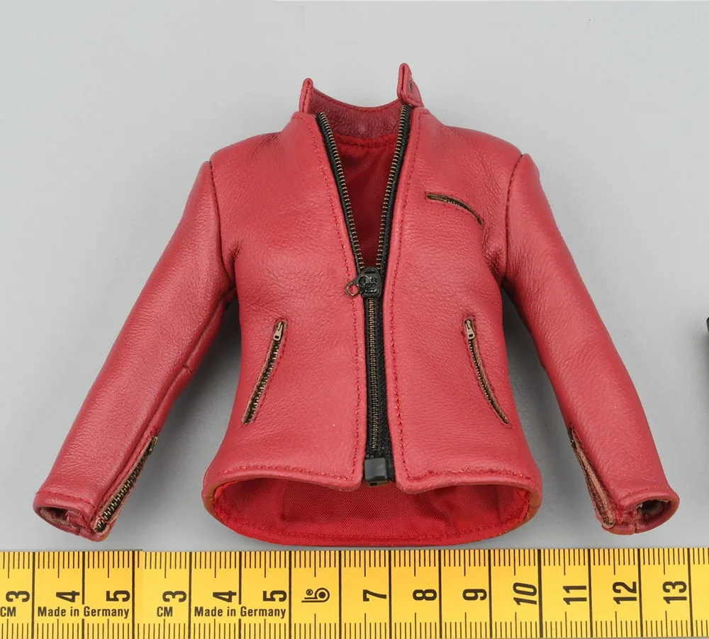 1/6 DAMTOYS DAM DMS031 Female Girl Evil Claire Game Character Red Leather Tops Coat with Pattern Fit 12\