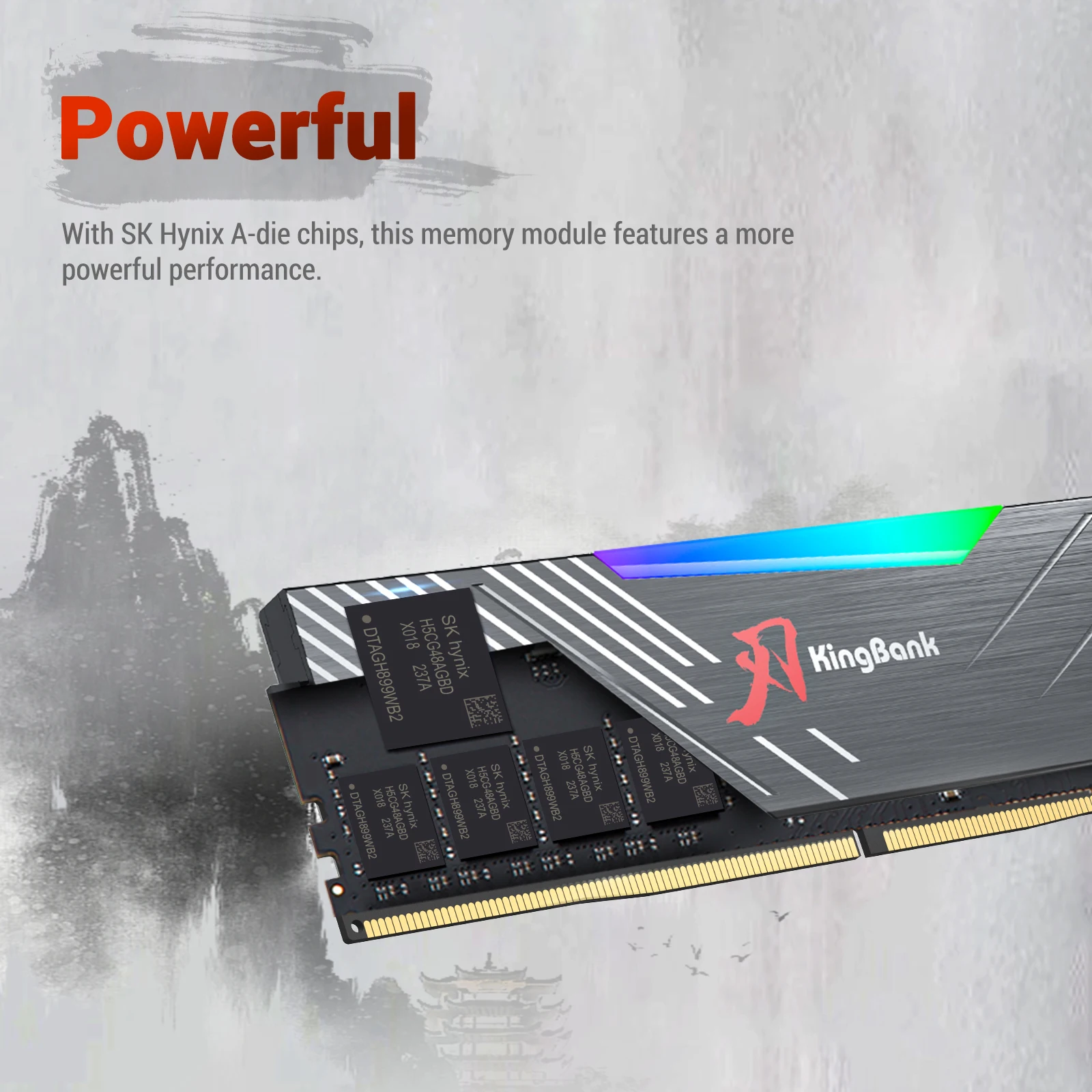 KingBank DDR5 noir RGB mémoire ram Hynix A die mémoire 64GB 32GB 32GBX2 6400MHz Performance pour ordinateur de bureau CL32 1.4V mémoire