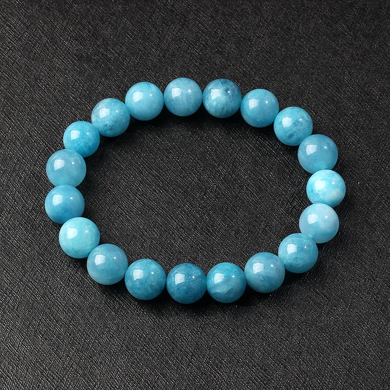 Reiki Aquamarine Bracelets Men Energy Quartz Healing Bracelet Women Polished Natural Stone Bead Bangle Aeroides Jewelry Pulsera