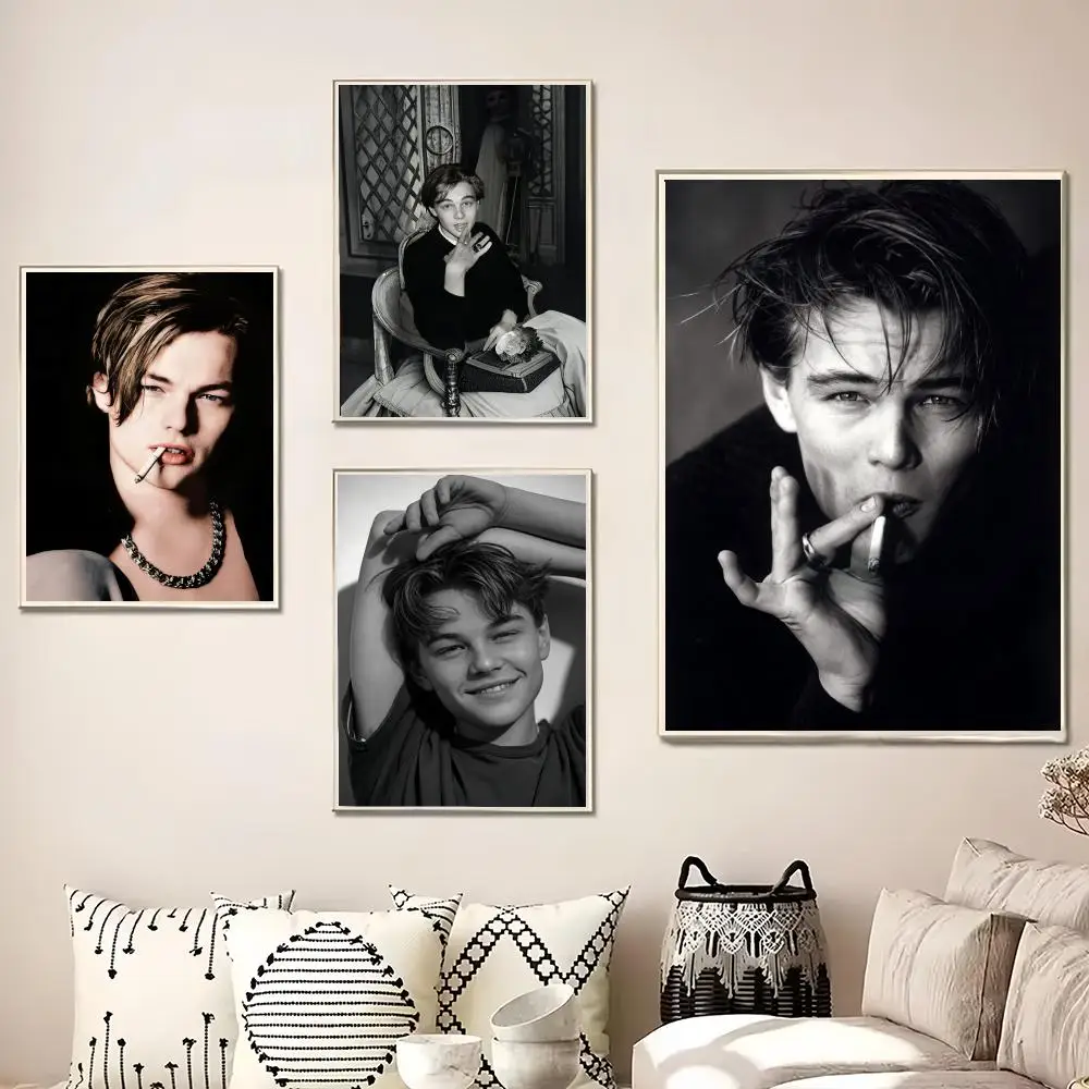 Actor L-Leonardo DiCaprio Painting Calligraphy Canvas Poster Wall Art for Living Room Bedroom Cafe Decor Gift