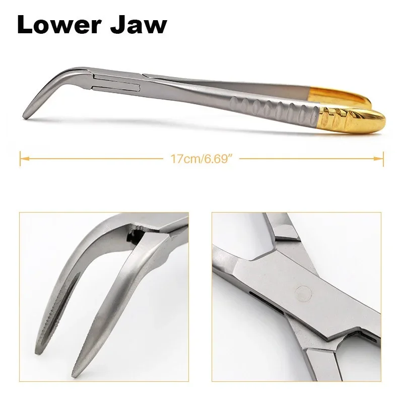 3PCS Dental Residual Root Tweezers Tooth Extraction Forceps Curved Maxillary Mandibular Teeth Universal Pliers Dentistry Tools