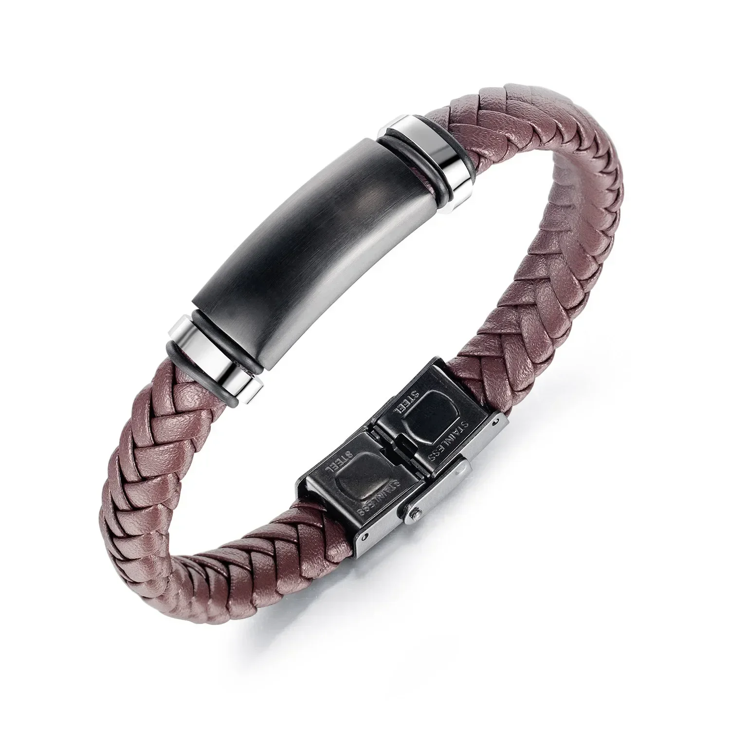 PPW1-Bracelet en cuir tressé multicouche pour homme, bracelet magnétique en acier inoxydable, cadeau de bijoux perlés