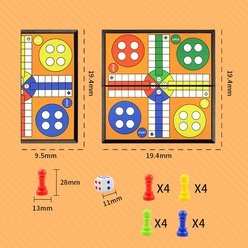 Portable Ludo Chess Backgammon Game Set Foldable Board Travel Family Kidsv Party Toy