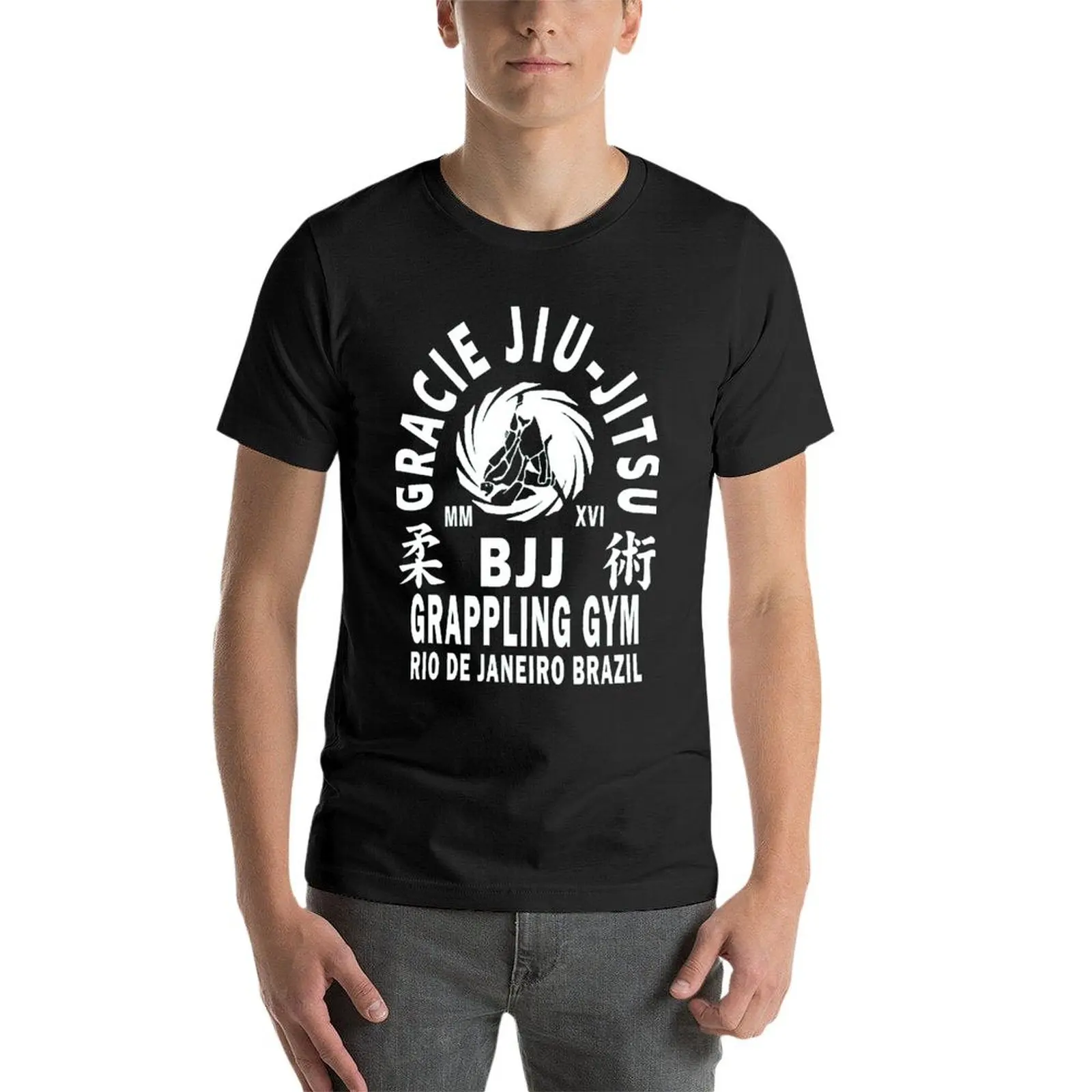 Essential gracie Jiu Jitsu เสื้อยืดคอกลมเสื้อยืดลายกราฟฟิกใส่เที่ยวขนาดสหรัฐอเมริกา