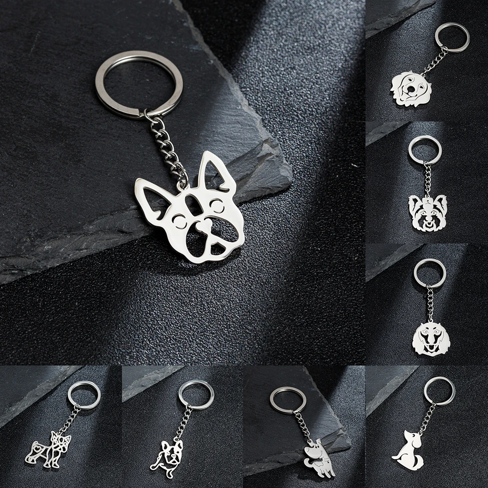 Cute Shepherd Dog Keychain Charms For Girls Animal Memorial Handmade Stainless Steel Keyholder Keyring Free Shipping Girls Gift