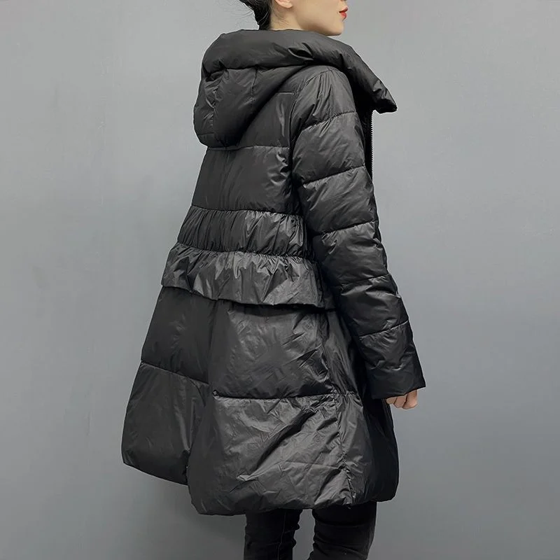 Doudoune à capuche longue et moelleuse pour femme, manteau matelassé, parkas coréens, vêtements de neige, coton, hiver, nouveau, 2024, JxJacket