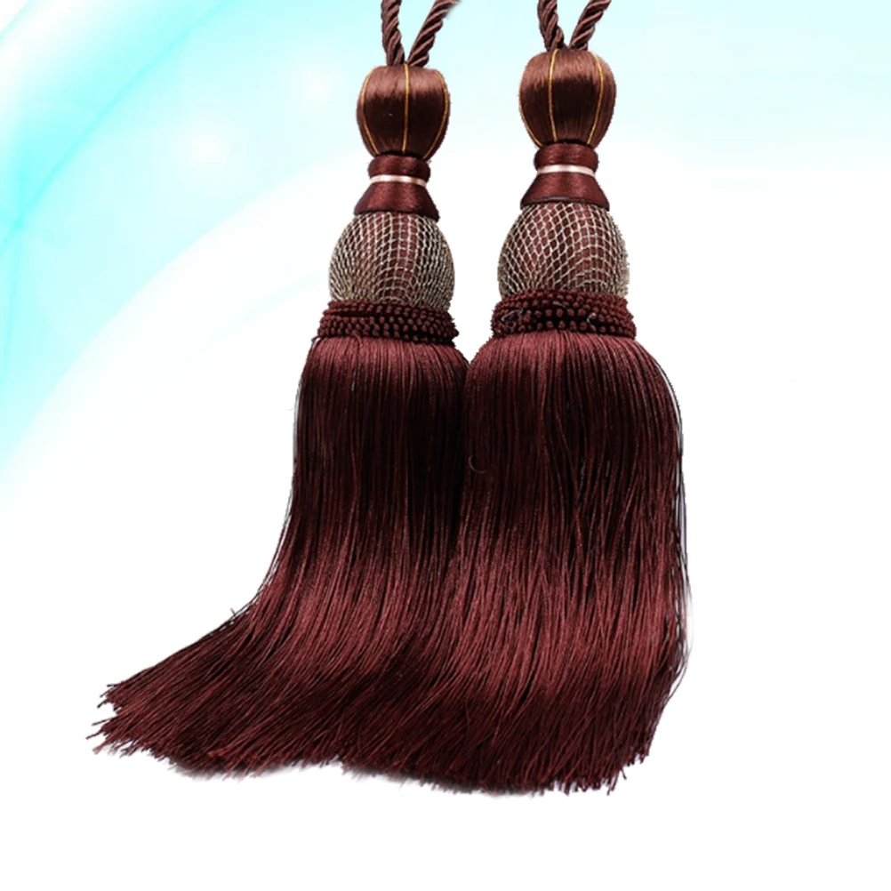 

2pcs Curtain Tassel Strap Tieback Rope Window Accessories Single Balls Buckle Polyester Voile Curtains Decorative Hardware