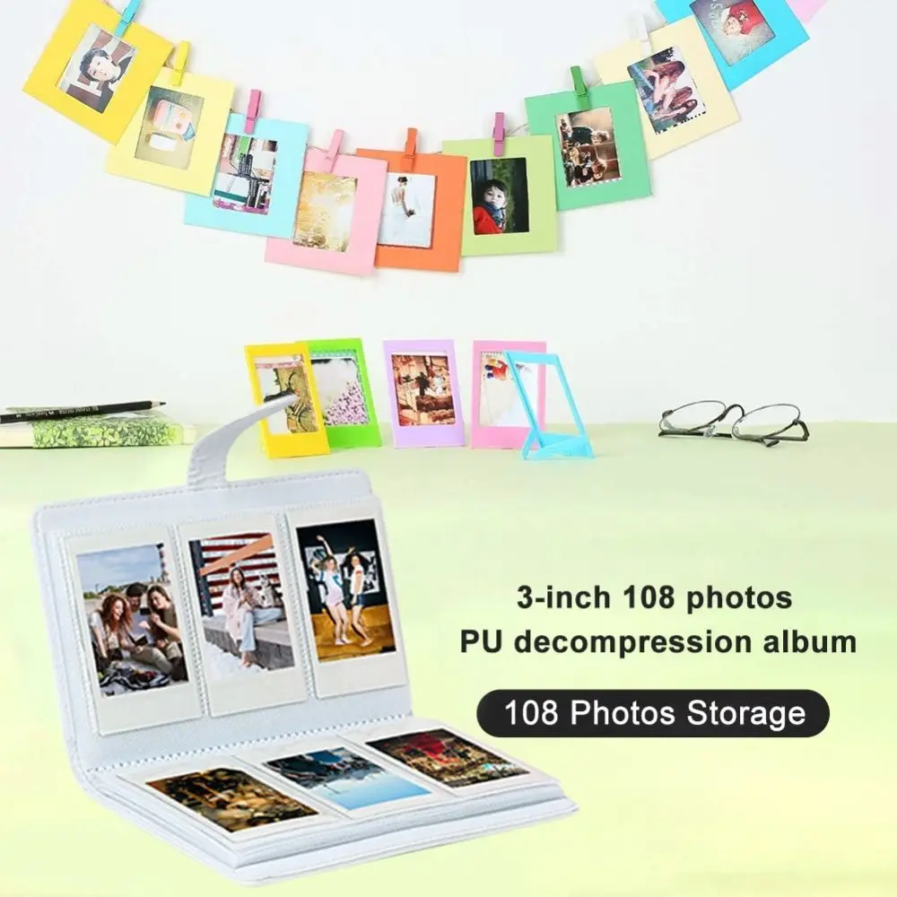 108 Pockets Instant Camera Photo Album Suede Surface PU Leather 3 Inch Pictures Storage Case for Fujifilm Instax mini 11/9/EVO