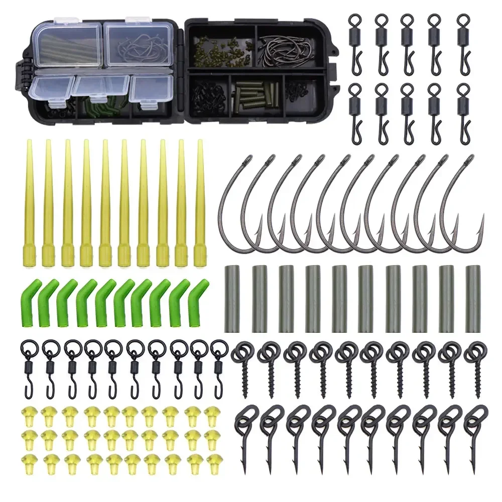 

Carp Fishing Tackle Box Hair Ronnie Rig Accessories Carp Fishing Hooks Sleeves Swivels Carp Bait Stopper Beads For Fishing Tools