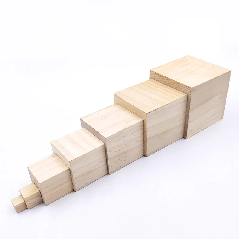 1-100pcs Wooden Square Blocks 0.8/1/1.5/2/2.5/3/3.5/4/5/6/8cm Wood Solid Cube for Woodwork Craft Kids Toy Puzzle Making Material