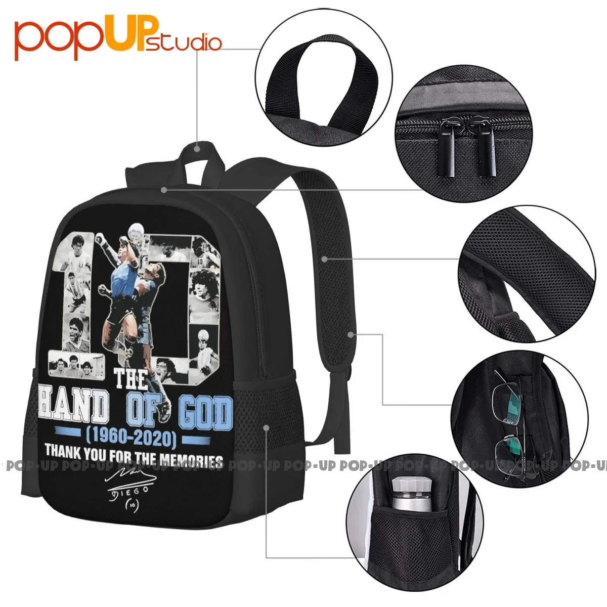 The Hand Of God Number 10 Maradona Thank You For The Memories Backpack Large Capacity Creative Sports Bag