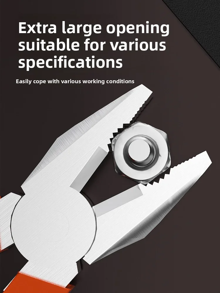 Alicate de fio elétrico, ferramenta multifuncional afiada de grande abertura para corte, torção, agarrar fios de metal, ferramenta industrial resistente