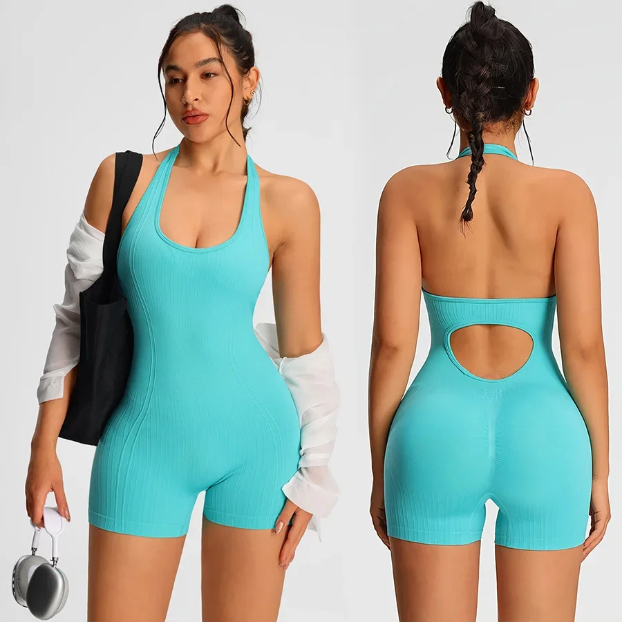 

Summer Rompers Sportswear Woman Gym Combi-pants Women Jumpsuits Sport Yoga Clothes Female Fitness Overalls Shorts Bodysuit