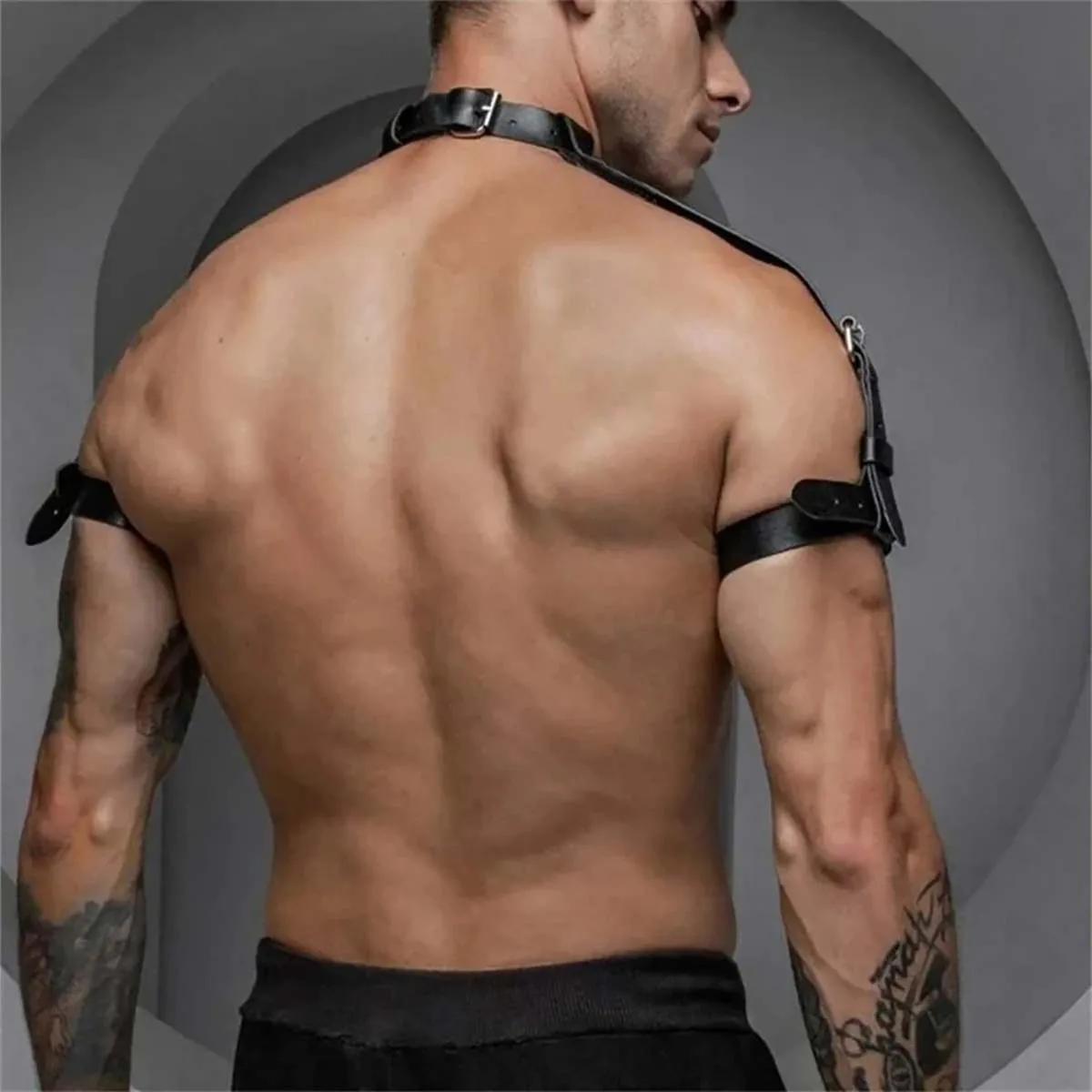 Sexy Men\'s Harness Pu Leather Gay Chest Harness Bdsm Bondage Leather Cage Lingerie Punk Rave Erotic Accessoly Fetish Clothing