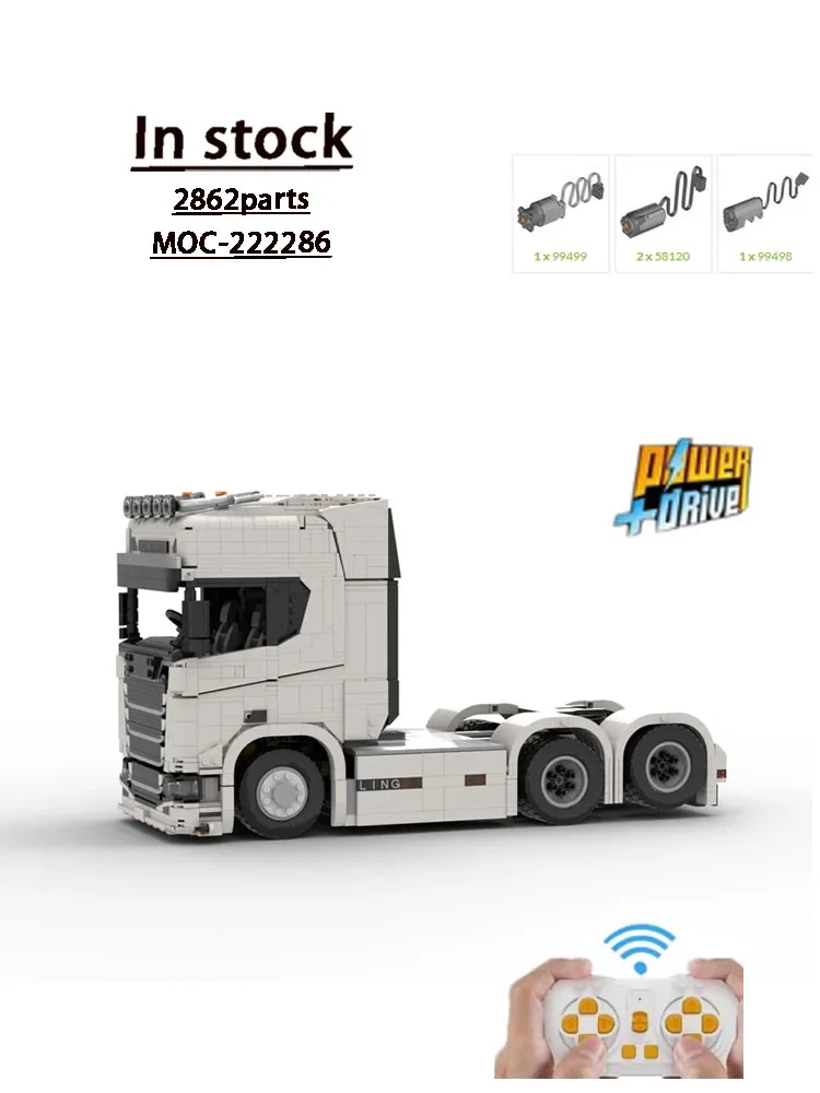 MOC-222286Wit New770s 6x2 Vrachtwagen (Tractor) Bouwsteen Model2862Onderdelen MOC Creatieve Jongen KinderenKerst Bouwsteen Speelgoed Cadeau - afbeelding 2