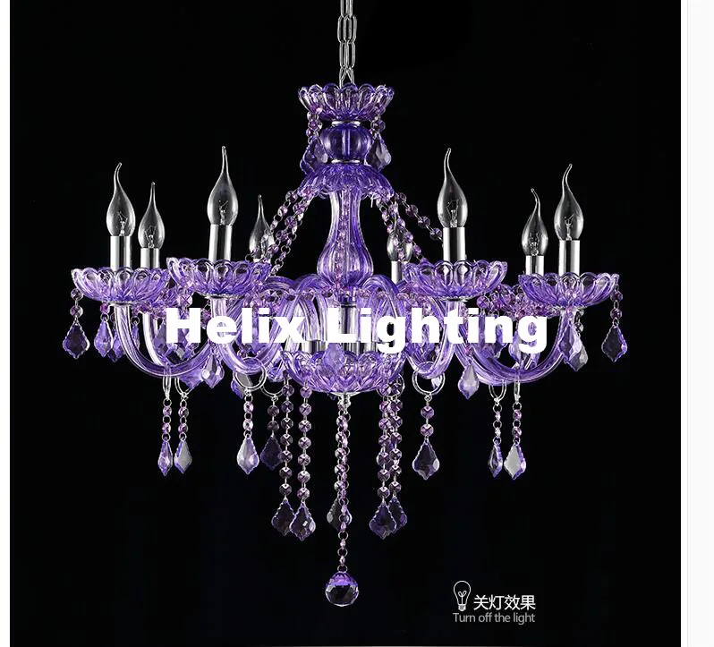 Nowoczesny żyrandol De Purple K9 Crystal Chandelier Lustre Crystal Chandelier Lustres De Cristal Chandelier E14 LED AC Guaranteed