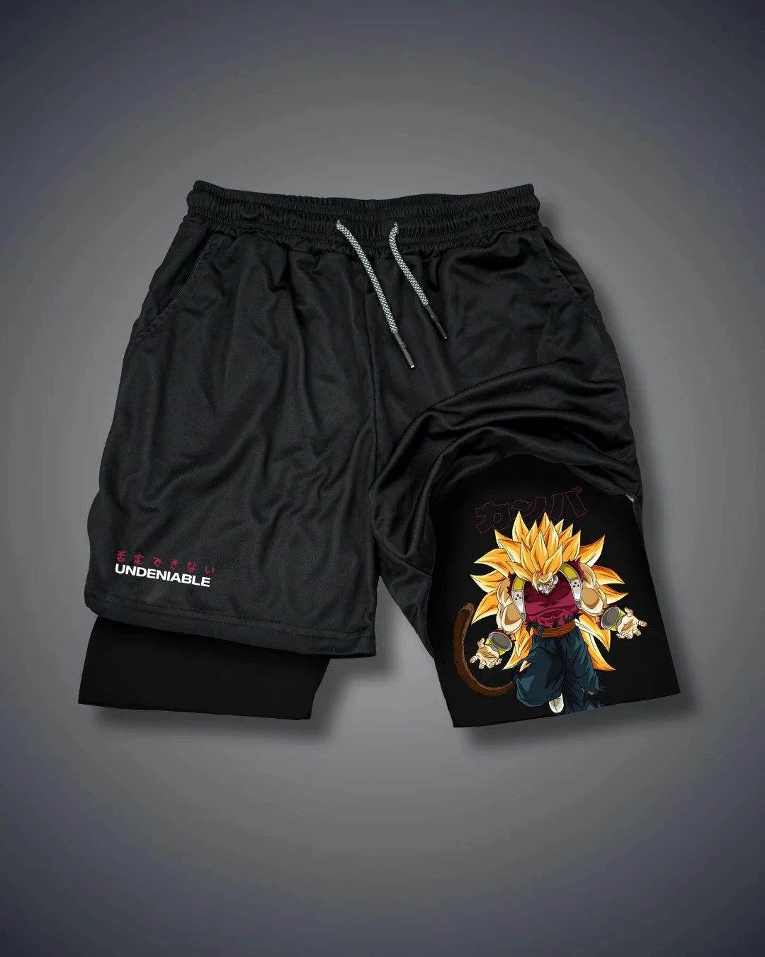 

Dragon Ball Official Licensed Training Shorts Cotton Super Saiyan Goku Print Japanese Kanji Text Elastic Waist Workout Shorts​