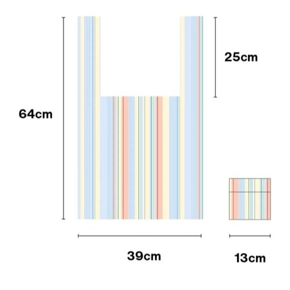 Creative Striped Shopping Bag Eco-friendly Foldable Shoulder Bag Large Capacity Reusable Packaging Bag