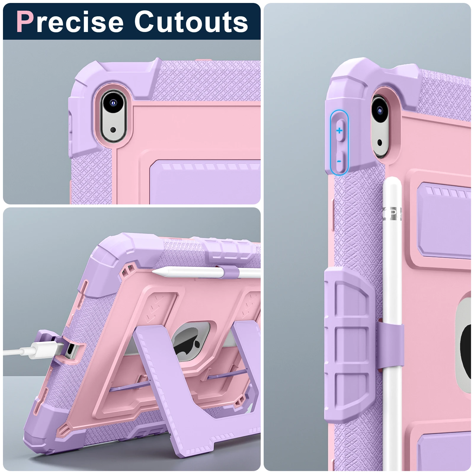 Rugged Stand Case for iPad A16 11th 2025 10th 10.9 2022 10.2 7th 8th 9th  Air 4 5 6 M2 M3 Mini 6 7 Pc Silicone Anti-Slip Cover image 5