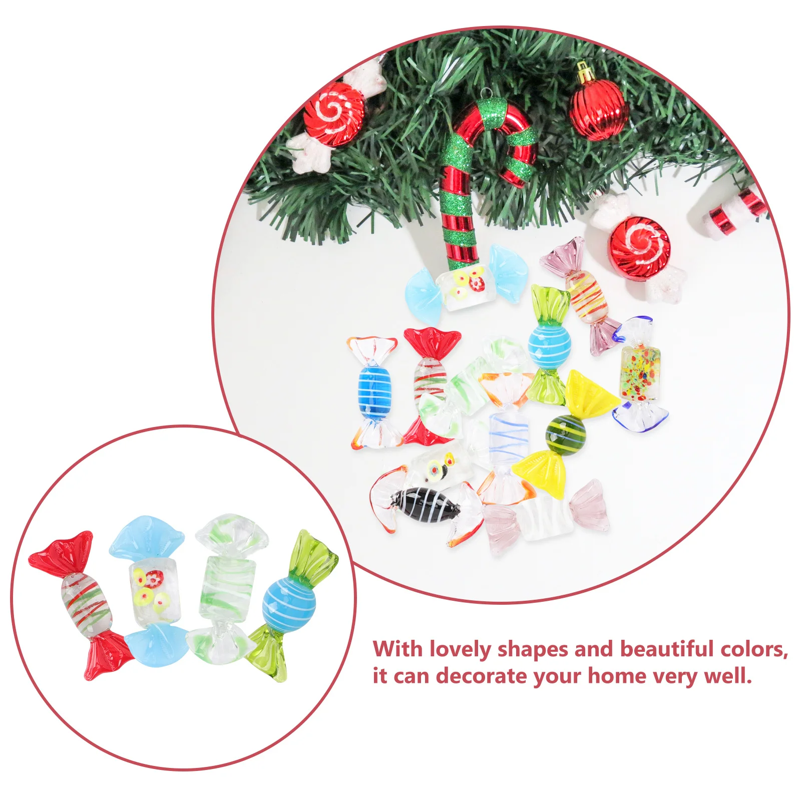 Szklane ozdoby cukierkowe 12 szt. Ręcznie robione dekoracje na imprezy, wesela, Boże Narodzenie, rekwizyty cukierkowe, rękodzieło, artykuły świąteczne, ozdoby.