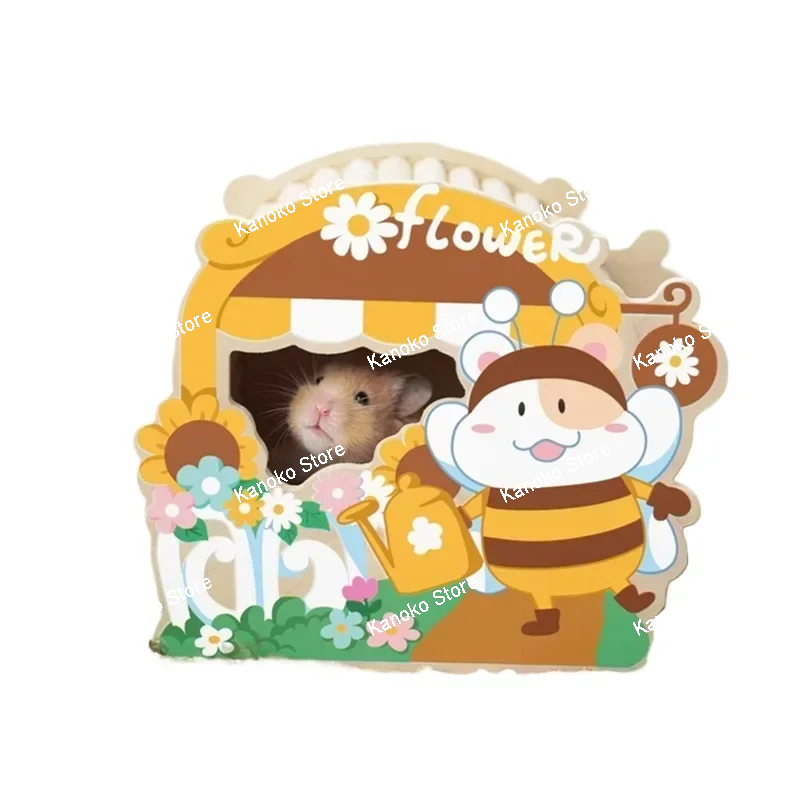 Seria Small Forest Drewniany domek dla chomika Klatka dla małych zwierząt Materiały do ​​​​krajobrazu Akcesoria dla szczurów Wiewiórka Domek dla myszy karłowatej
