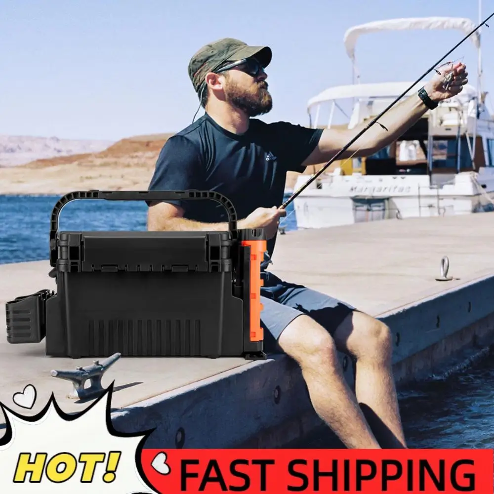 

Двухъярусный ящик для рыболовных снастей с подставкой для удилищ и кружки, органайзер для рыболовных принадлежностей, ящик для инструментов, аксессуары для рыбалки