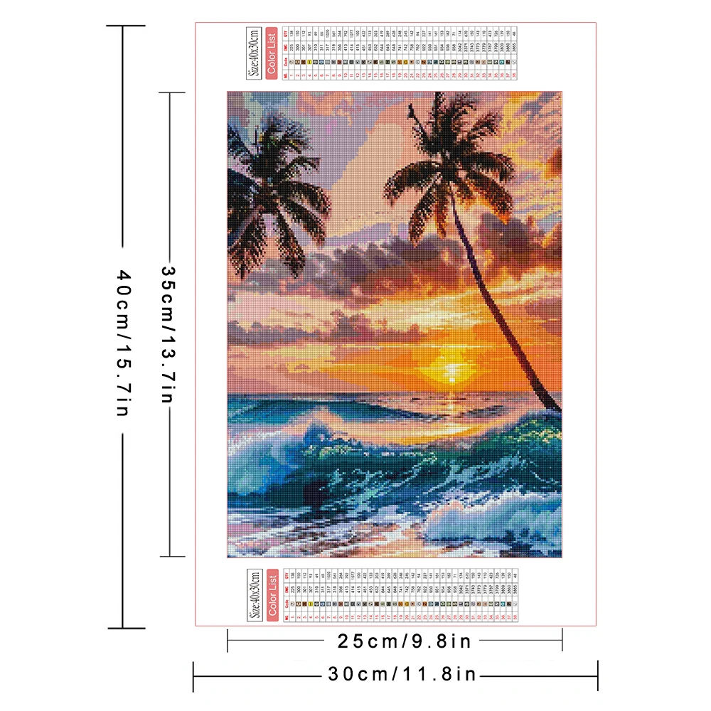 AZQSD 5d Diamond Painting Full Drill Square Sunset Seaside Landscape Home Decor 30x40cm Embroidery Mosaic 5d Diy 20x30cm