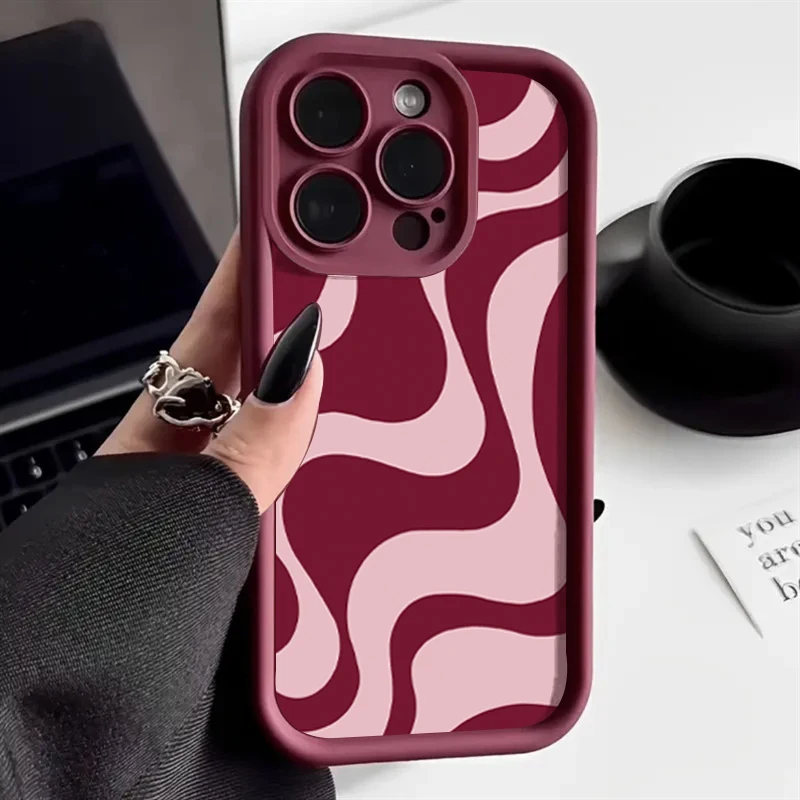Moda linhas vermelhas caso de telefone macio para iphone 16 pro max caso iphone 17 13 15 16 11 14 12 pro max xr 7 8 plus capa simples