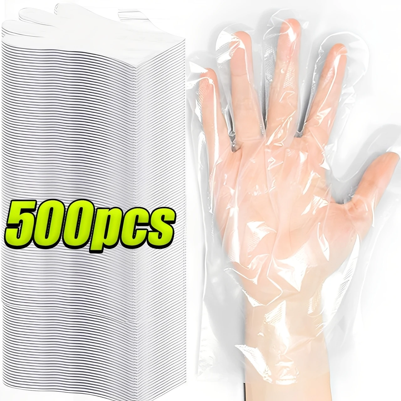 500/100pcs Disposable Gloves Food Grade Plastic Transparent Gloves for Restaurant Fried Chicken Pizza Gloves Kitchen Tableware