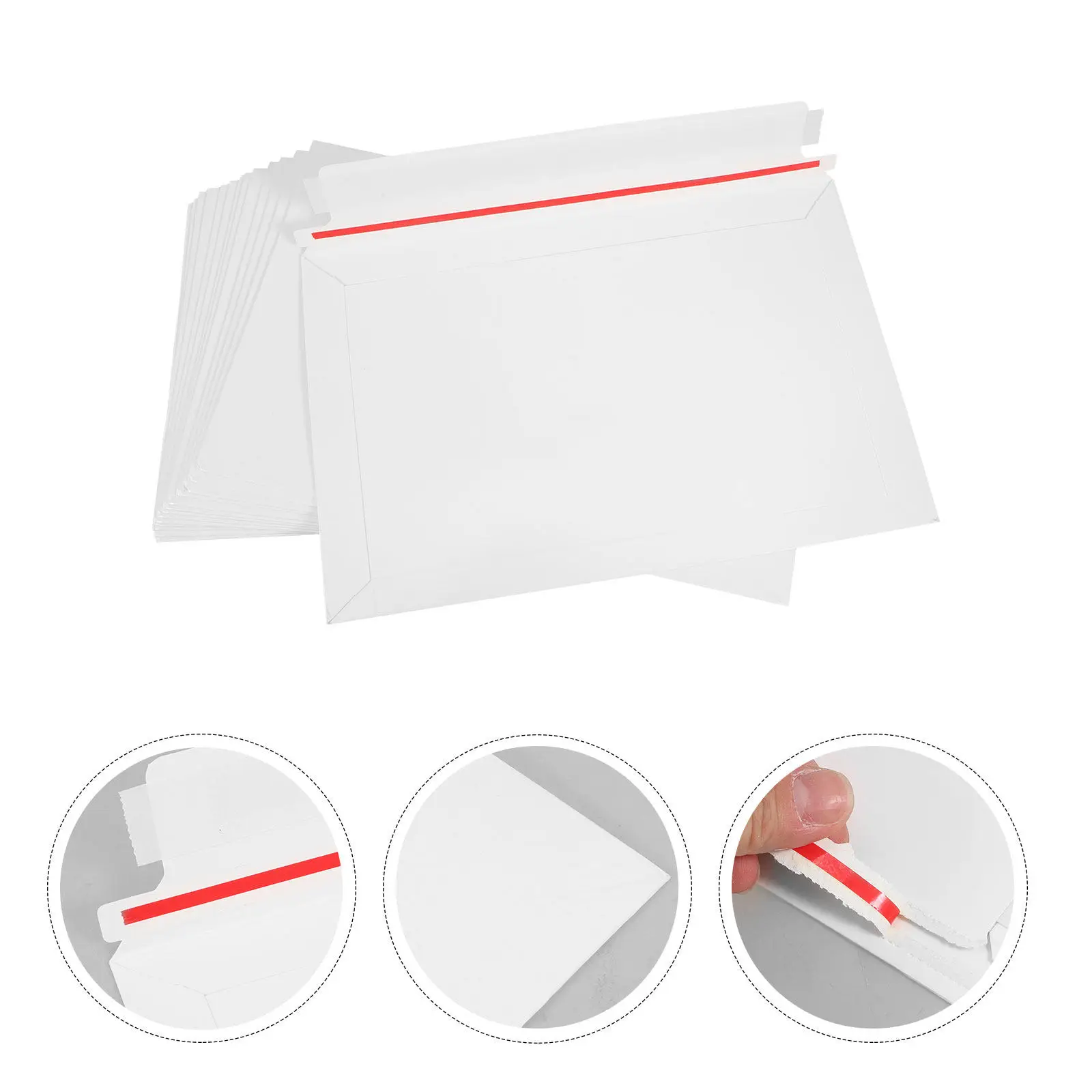

15Pcs Sturdy White Cardboard Photo Mailers Self-Sealing Document Envelopes Stay Flat Rigid Mailing Envelopes for Invitations