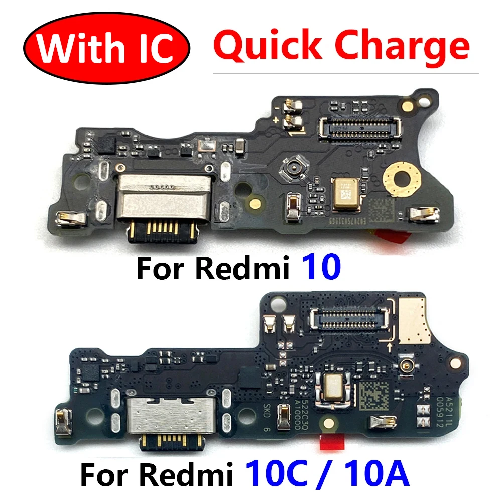 USB Charging Port Board Flex Cable Connector Parts For Xiaomi Poco C40 / Redmi 10 10C 10A Prime Microphone