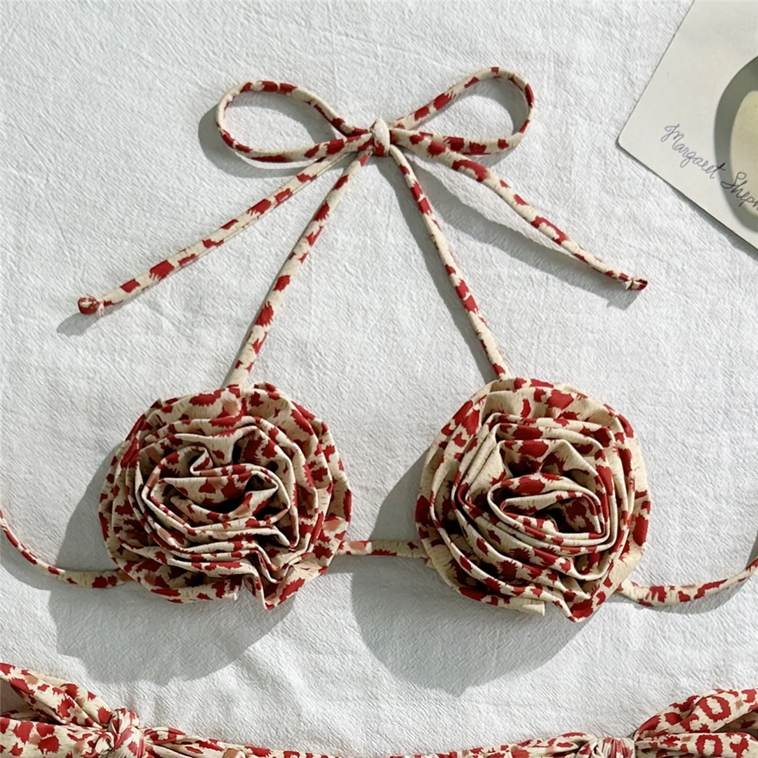 Neuer Leopard 3D-Blumen-Neckholder-Bikini, Damen-Badeanzug, zweiteiliges Bikini-Set, trägerloser Badeanzug, Badebekleidung, Badeanzug, Modell V6967 – Detail 15