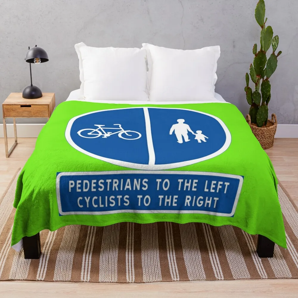 Pedestrians and cyclists, and never the two collide Throw Blanket Retros Soft Plush Plaid decorative Blankets