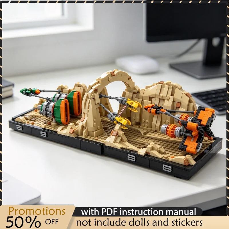1215PCS MOC Star Battle Desert Racing Vehicle Diorama Upgrade Scene Model Building Blocks DIY Assembly Toy Adult Collector Gift