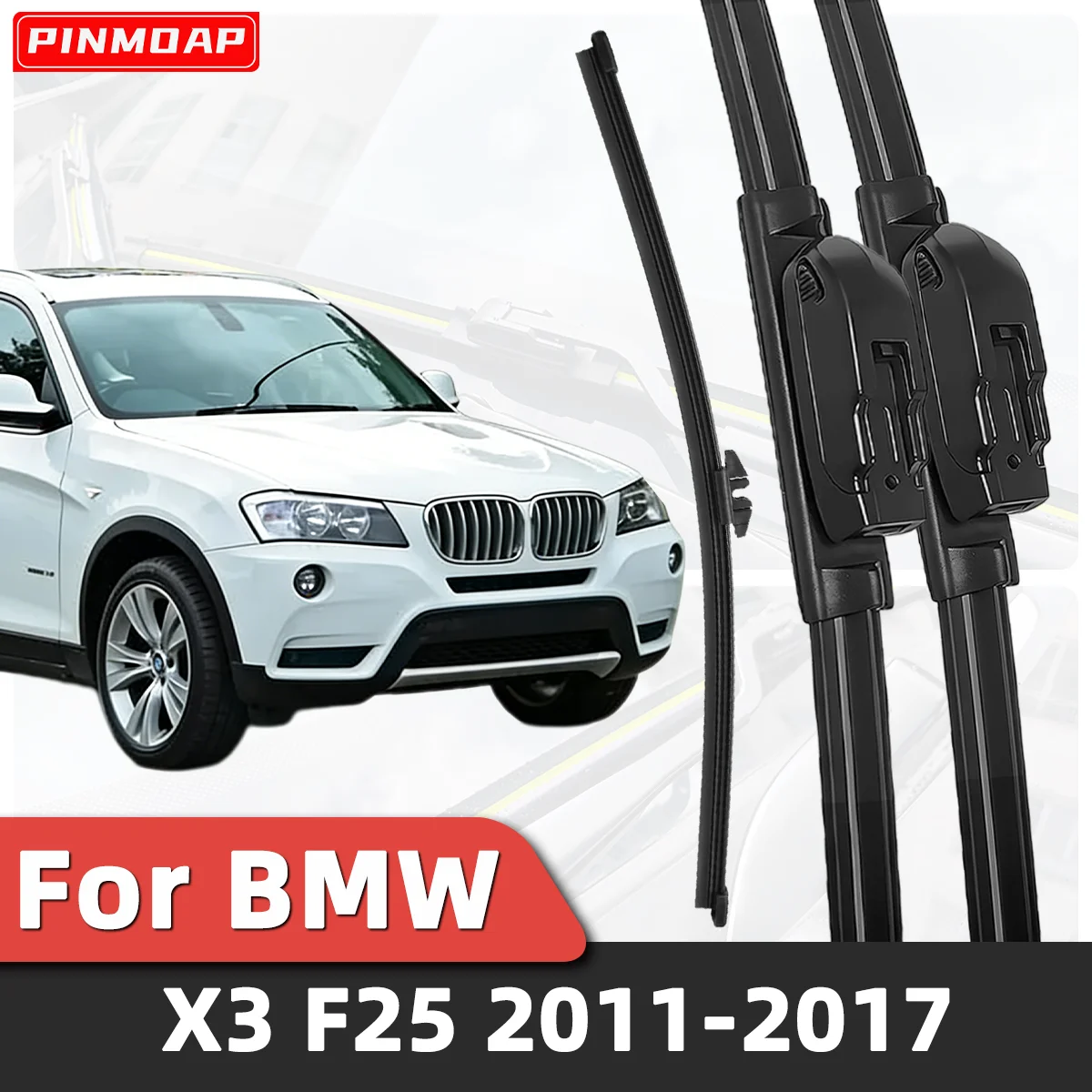 PINMOAP 1/3PCS Heckscheibenwischer Frontscheibenwischer-Set für BMW X3 F25 2011-2017 Wischer-Set Autozubehör