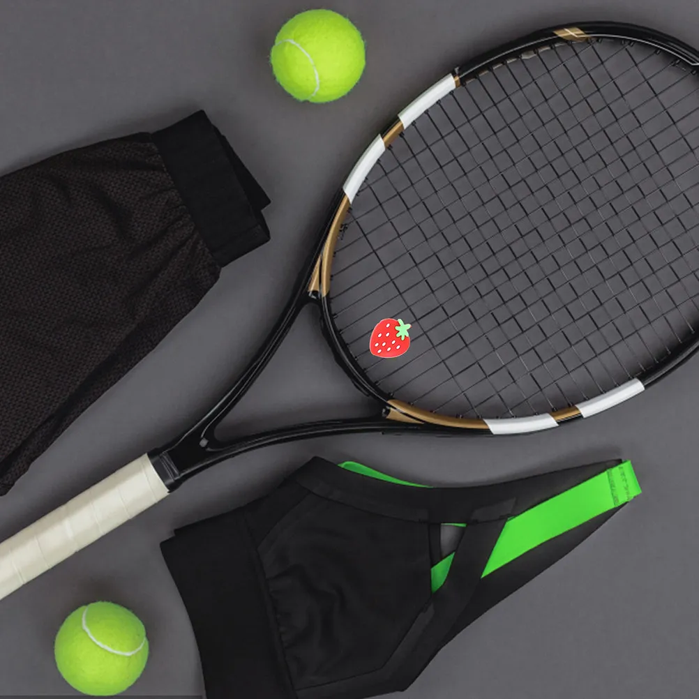12Pcs Tennis Racquet Dampener Silicone Strawberry Design Vibration Dampener for Reduced String Vibration Improved Focus Sport