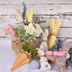 Cotton Fabric Easter Rabbit Carrots Ornament Pink Yellow Rabbit Pendant for Home Easter Party Decoration Kids Crafts Supplies
