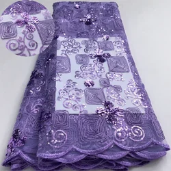 Blu francese maglia tulle tessuto di pizzo paillettes di lusso tessuto africano del pizzo netto 2024 sposa di alta qualità per le donne abito da sera A3439