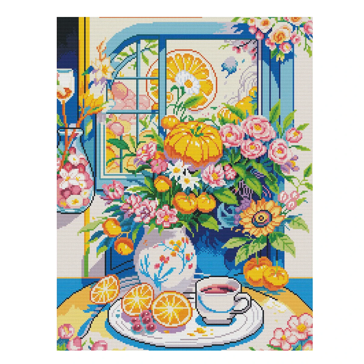 Fiori e tè punto croce Kit fai da te 11CT 9CT ricamo fatto a mano nuovo tempo libero decorazione della casa pittura artigianato confezione Set