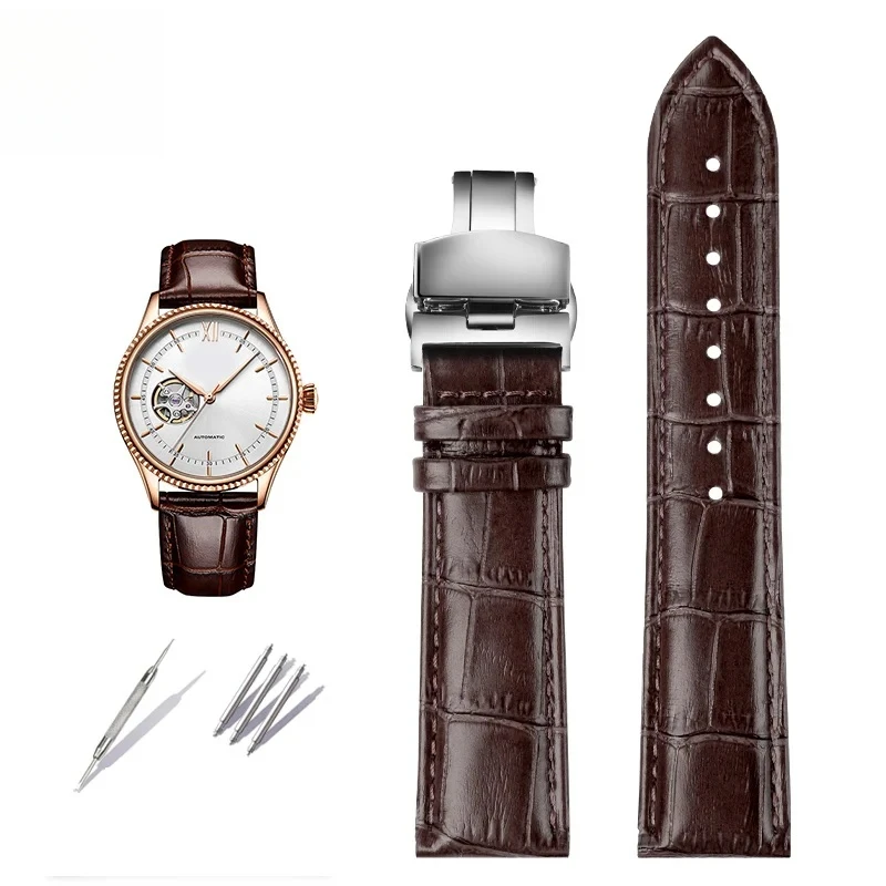 لساعات تيسو، سيكو، هواوي، سيتيزن، حزام ساعة 16 18 20 21 22 مم 23 مم من الجلد الأصلي، مشبك فراشة، سوار جلد بقري #2