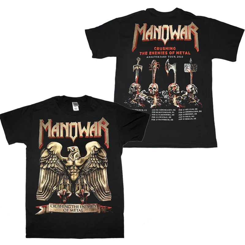 Manowar Anniversary Tour 2023 T-Shirt Black Fullsize S-5XL