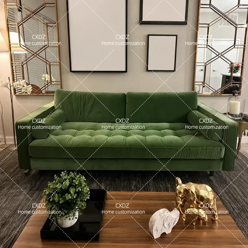 2026 new French medieval velvet sofa simple European fully equipped double three retro design minimalist light luxury sofa